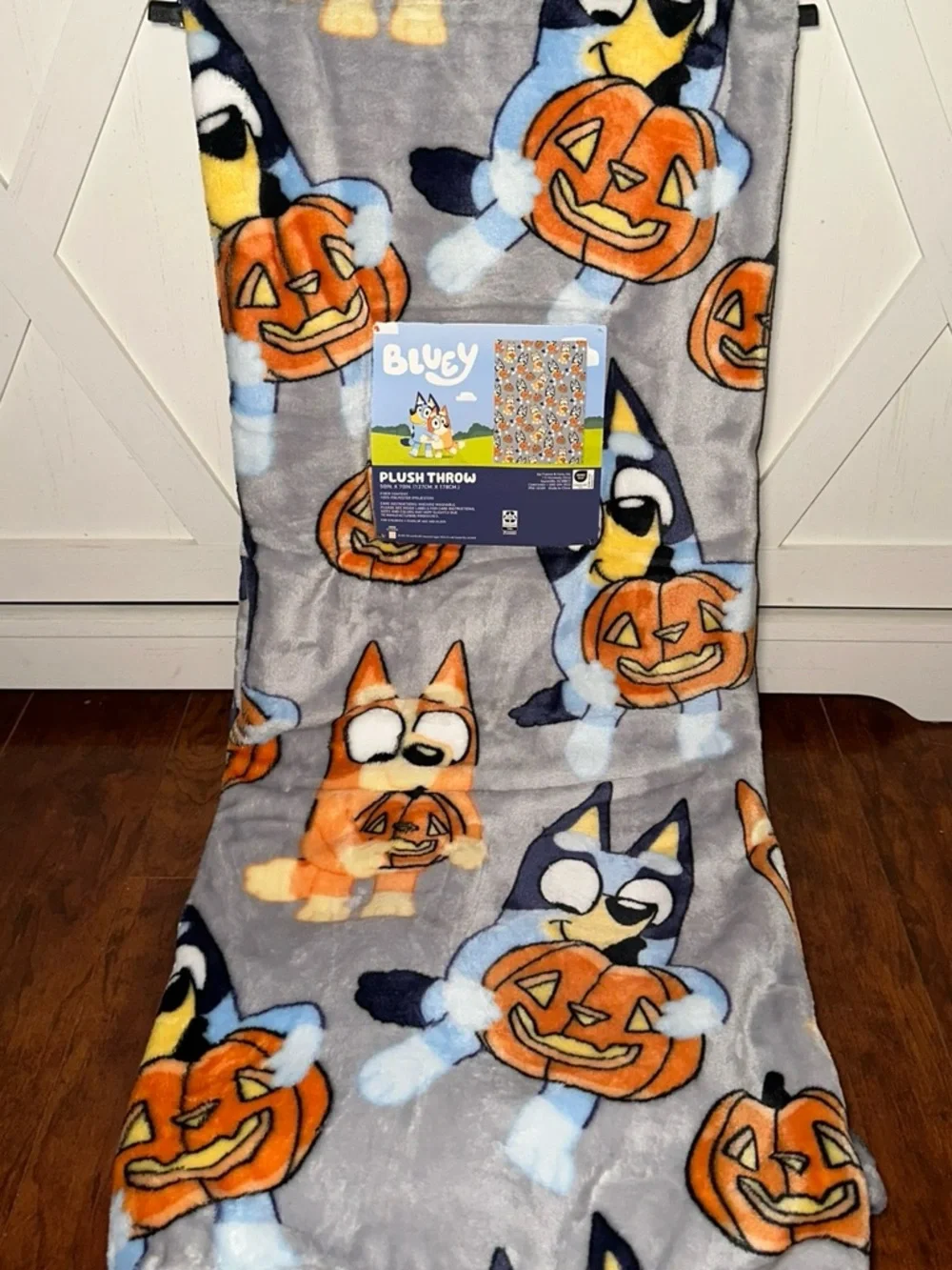 Bluey Halloween Jack O Lantern Plush Throw Blanket